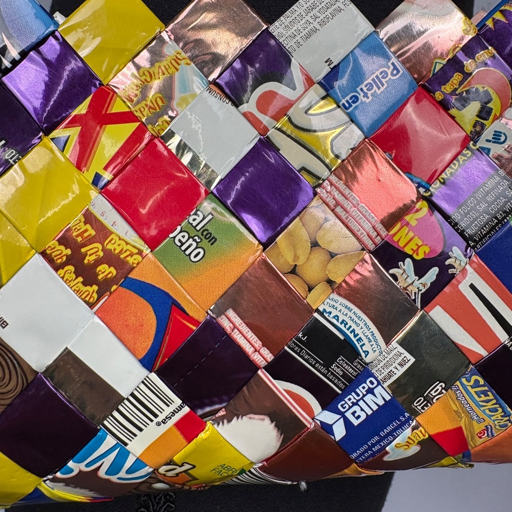 UPCYCLED Handmade Candy Wrapper Multicolored Baguette Bag 90s Y2K - Picture 12 of 16